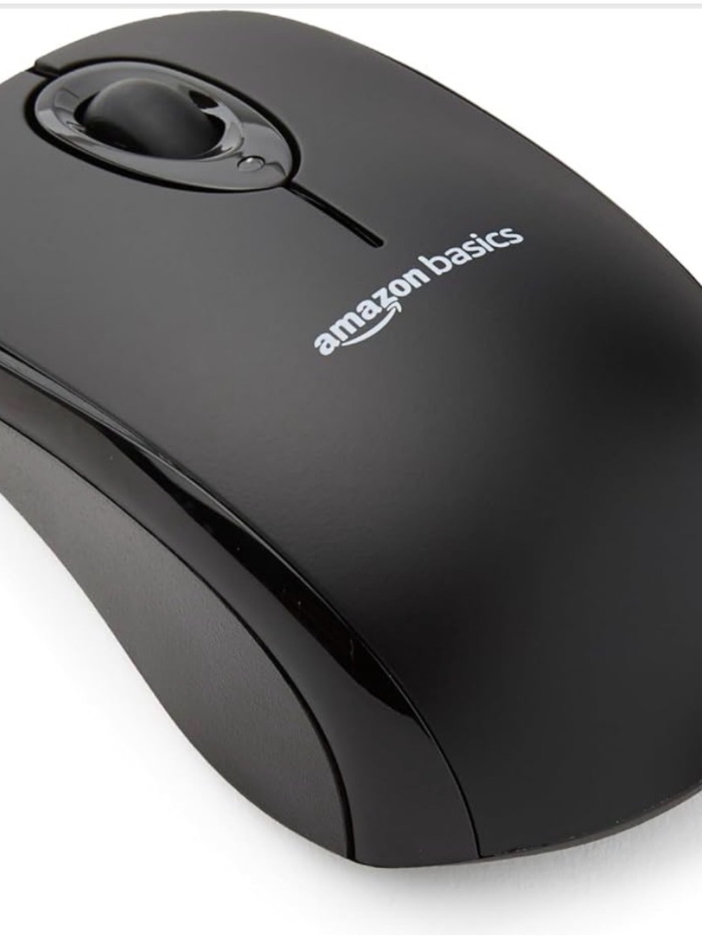 AmazonBasics Black Wireless Optical Mouse - Comfortable USB Mouse